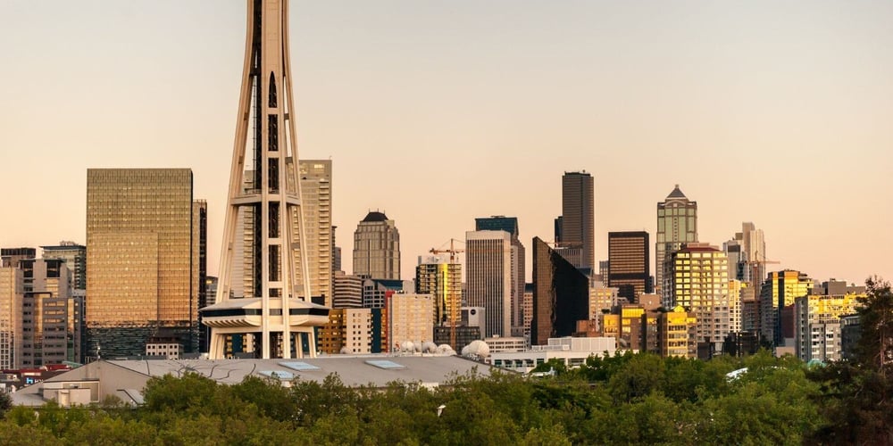 Cityscape Photo of The Space Needle Observation Tower in Seattle, Washington