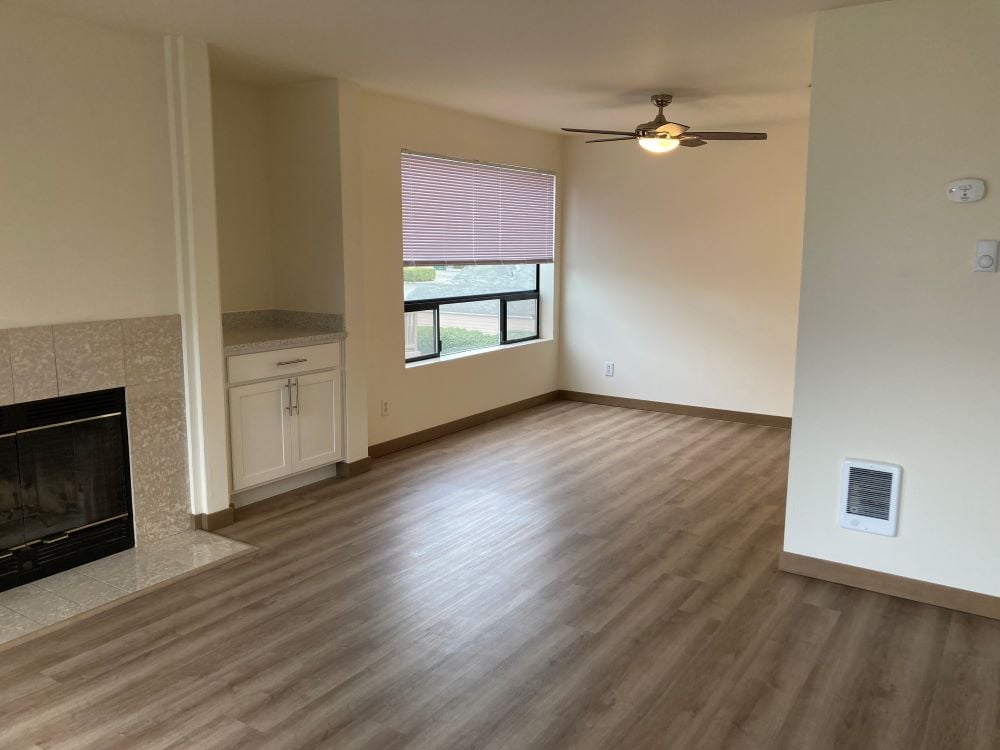 Fireplace in Rental Living Room Seattle